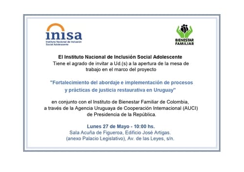 Invitación apertura prácticas de justicia restaurativa